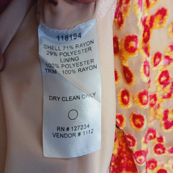 Casual Living, Dress, X, Sheer Burnt Velvet layered over Nude Lining, Pink Trim - Picture 15 of 15